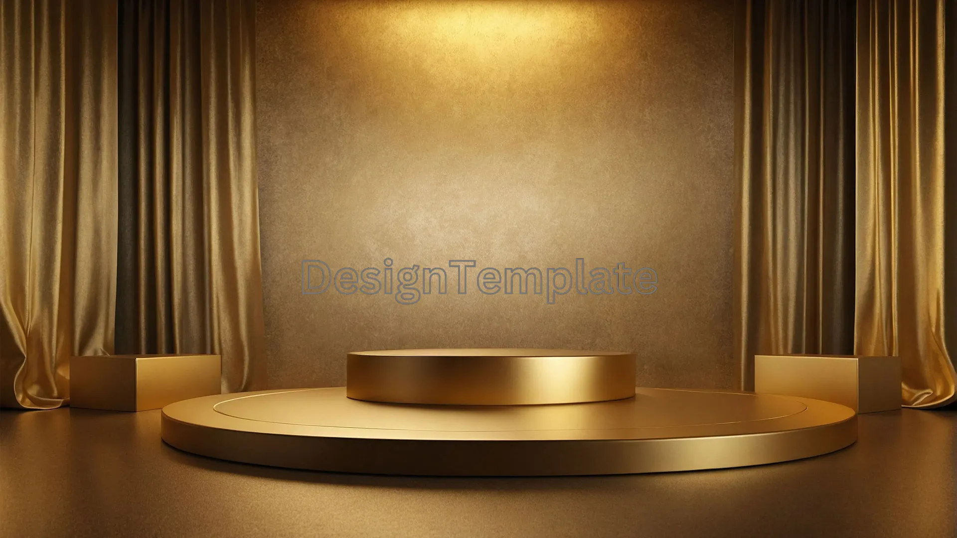 Award Show Golden Podium with Draped Curtains Background